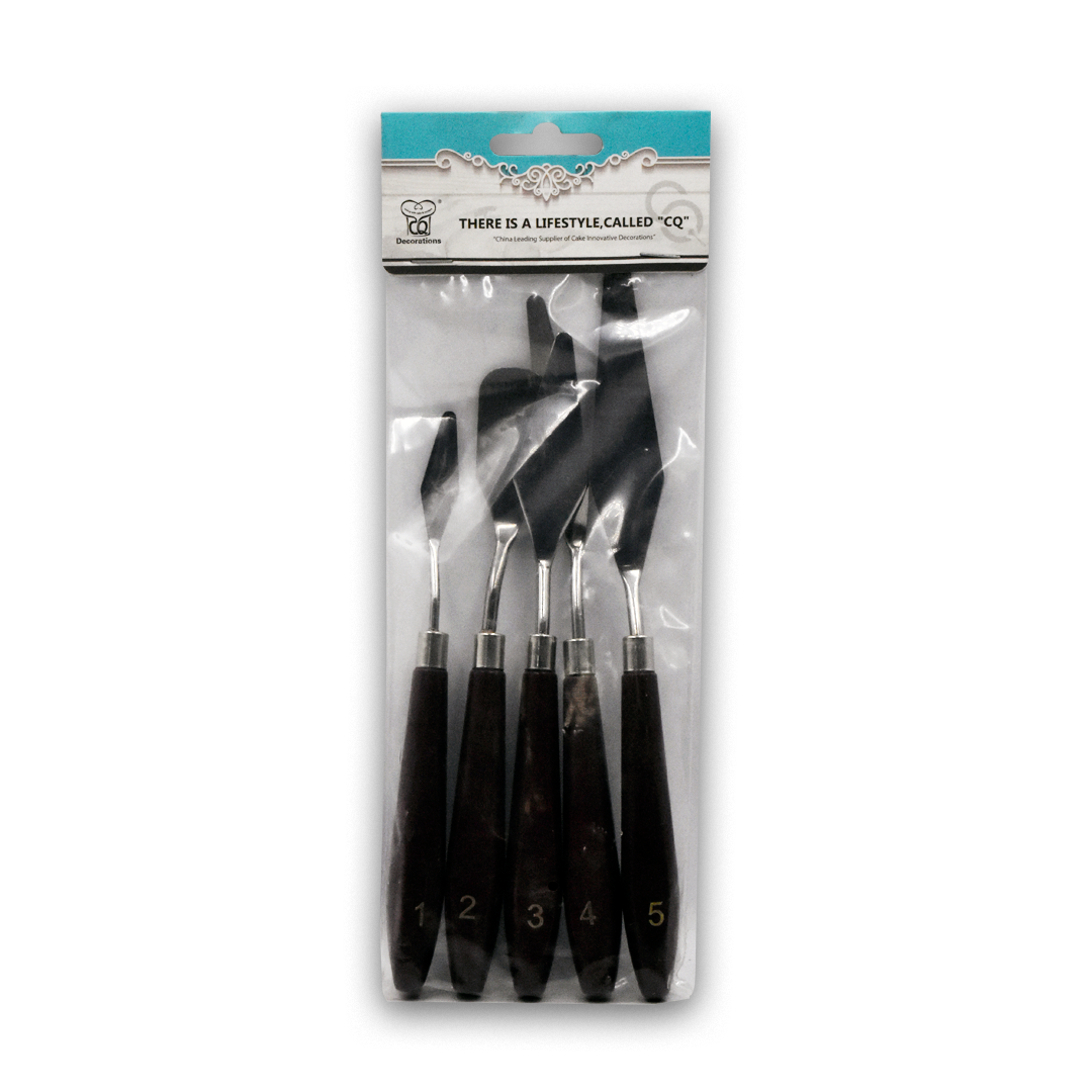 Juego De Espatulas Mango De Madera 5 Piezas