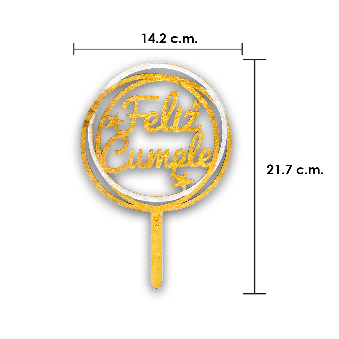 Letrero Feliz Cumple Oro/Plata Chico Rigali