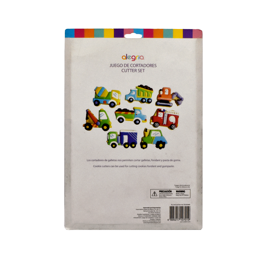 Juego Cortador Camioncitos Alegria 8 Piezas