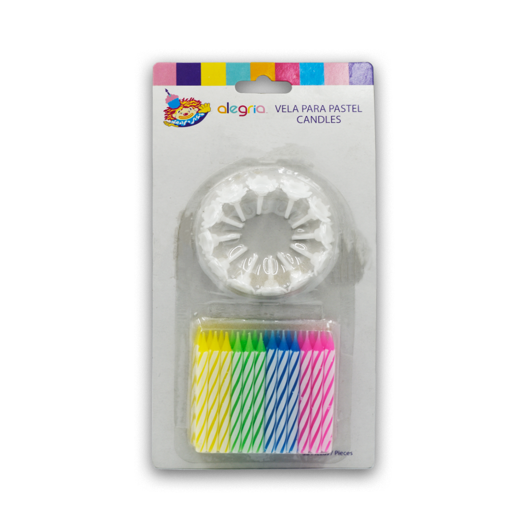 Vela Caramelo Rosa Azul Verde Alegria