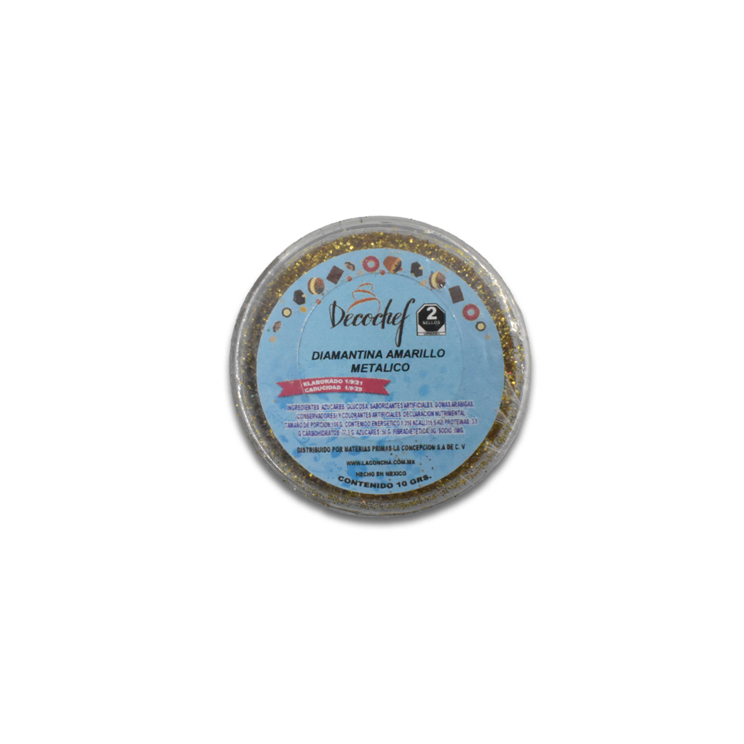 Diamantina Amarillo Metálico Decochef 10 g