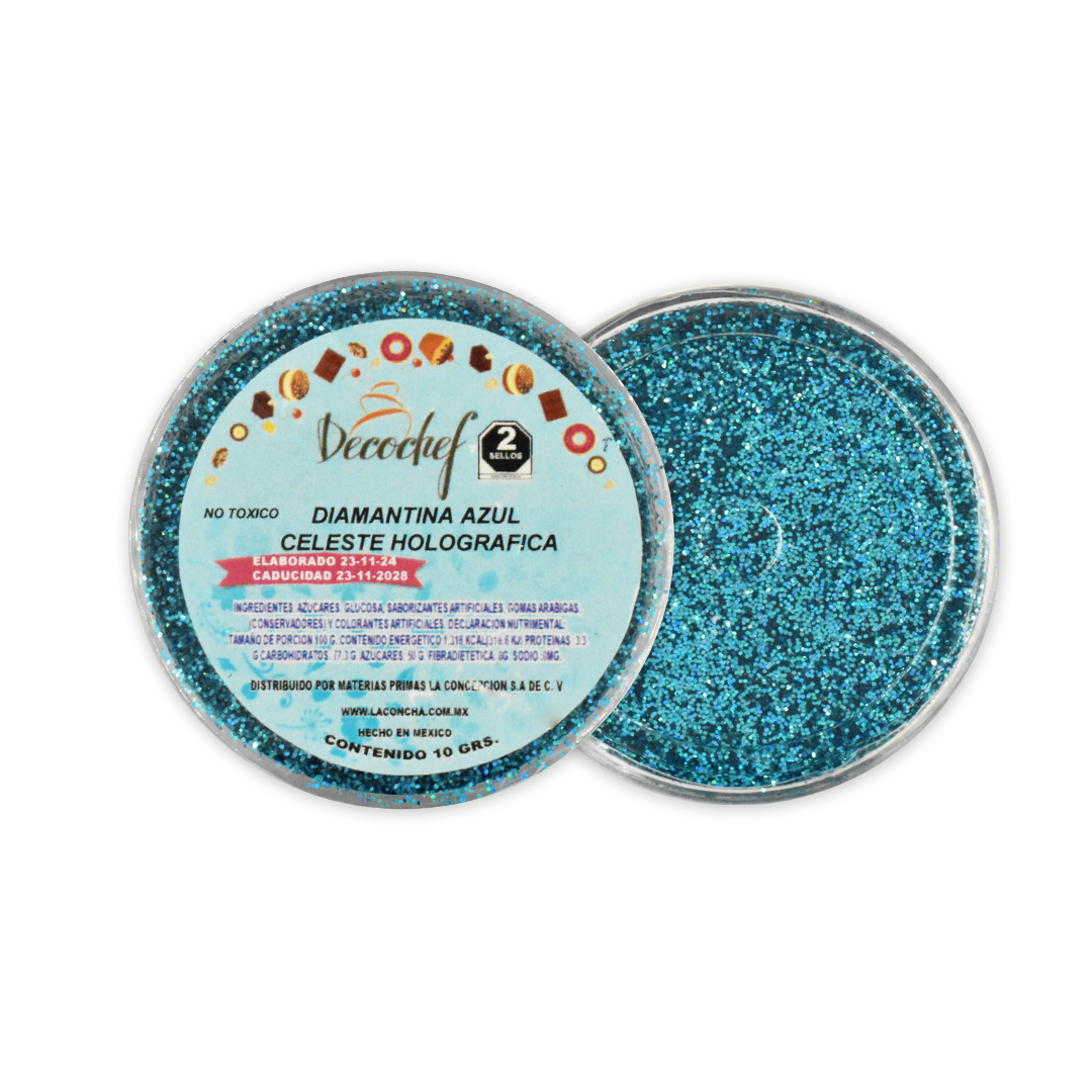 Diamantina Decochef Azul Celeste Holográfica 10 g