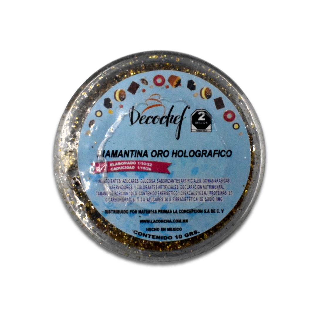 Diamantina Oro Holográfica Decochef 10 g