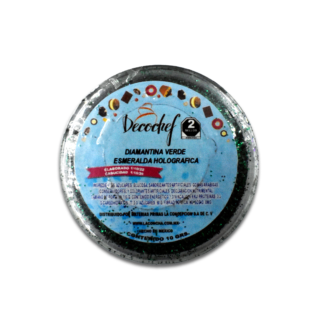 Diamantina Verde Esmeralda Holográfica Decochef 10 g