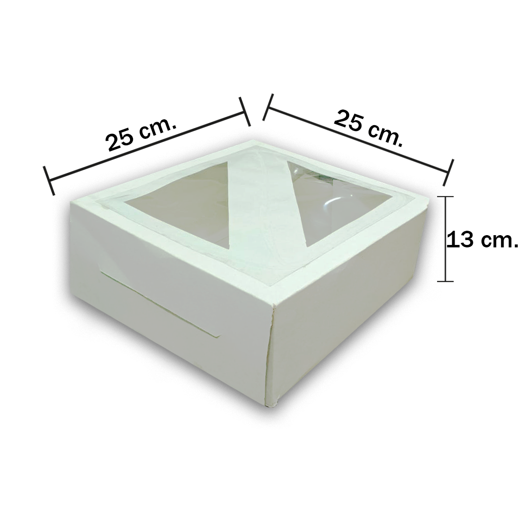 Caja Blanca Con Ventana 25 X 25 X 13 Cm Pasteloso