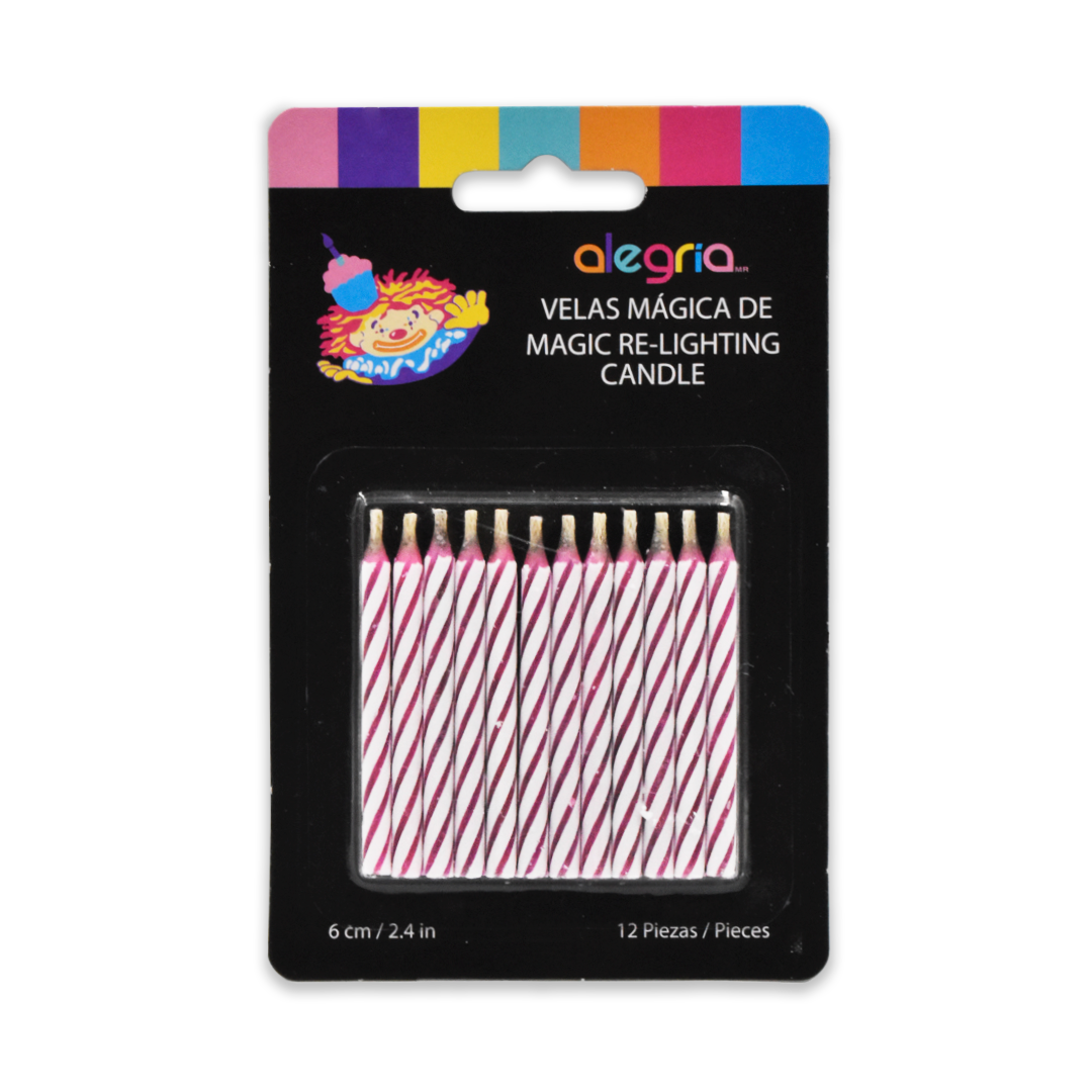 Vela Magica Rosa 12 Piezas Alegria