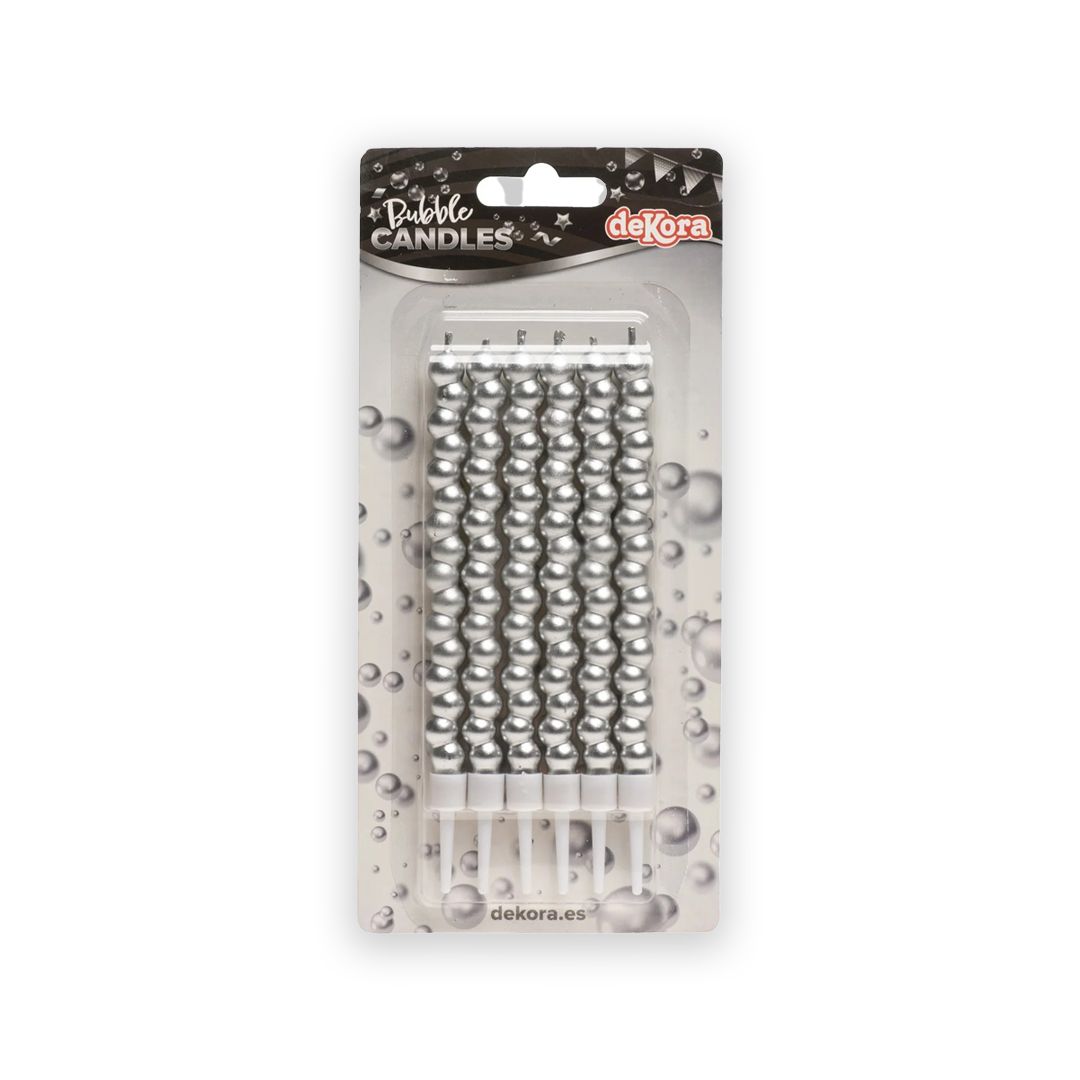 Velas Burbuja Color Plata 14cm