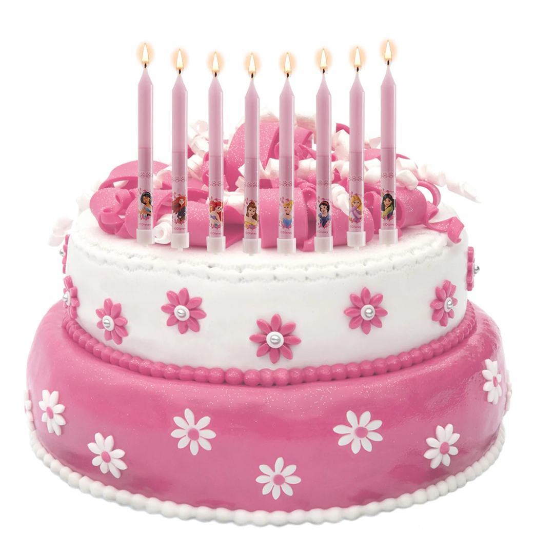 8 Velas Palillo Princesas 9cm