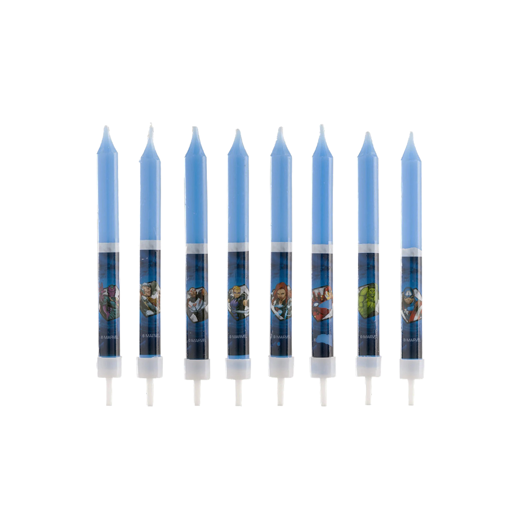 8 Velas Palillo Avengers 9cm
