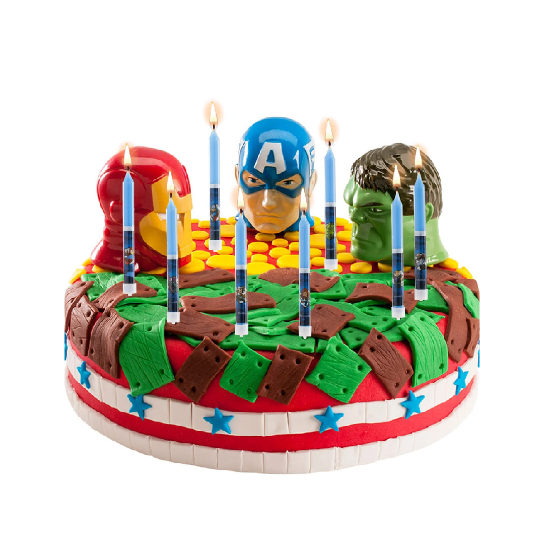 8 Velas Palillo Avengers 9cm