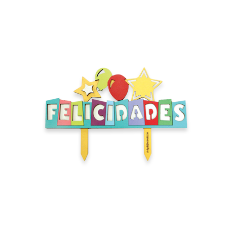 Letrero Para Pastel D-Rijali  Felicidades Colorido