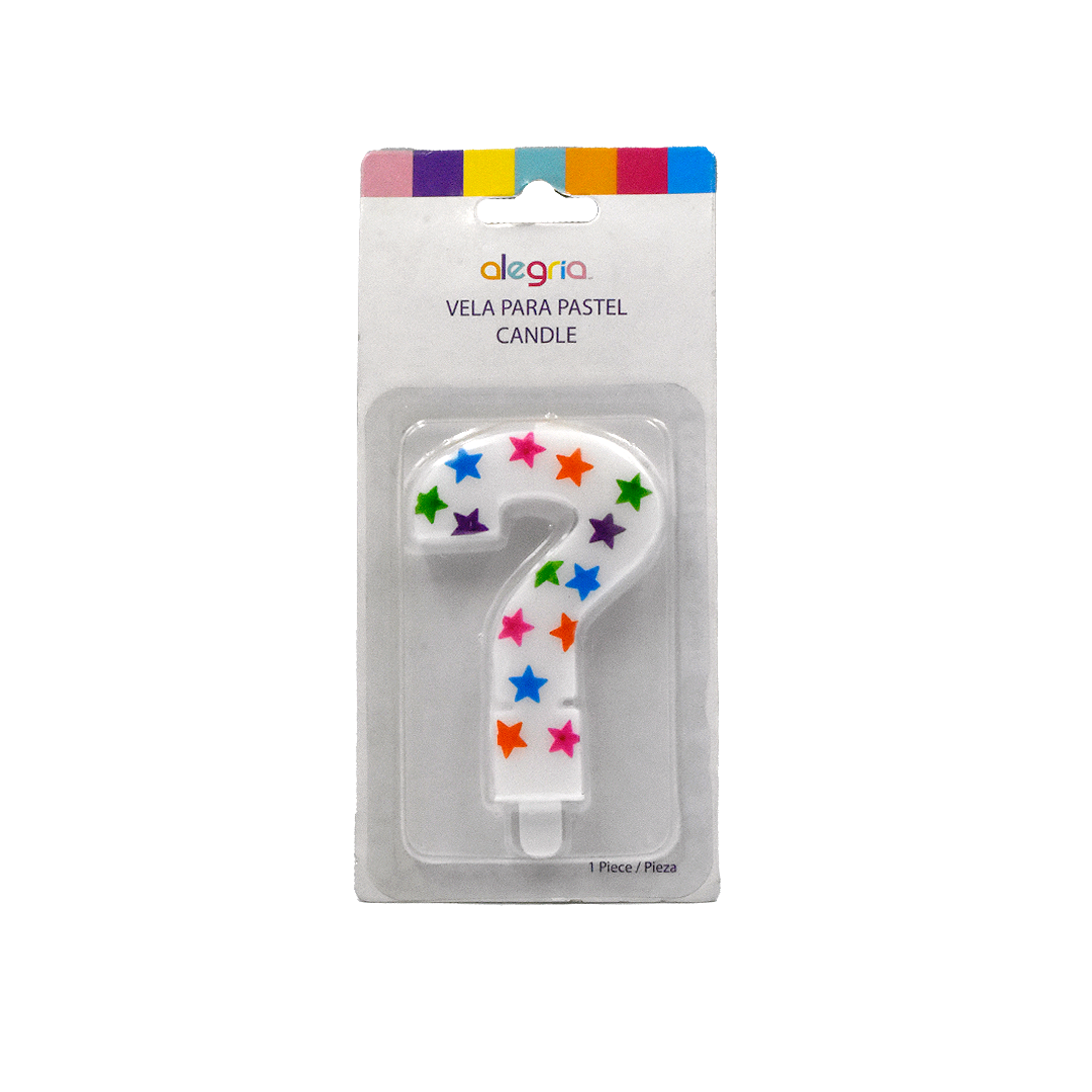 Vela Signo ? Blanca Estrellas Colores Alegría