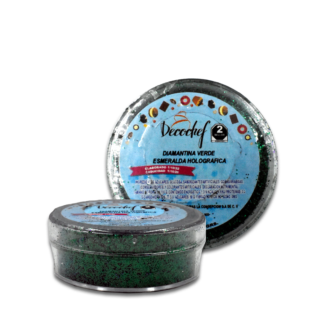 Diamantina Verde Esmeralda Holográfica Decochef 10 g