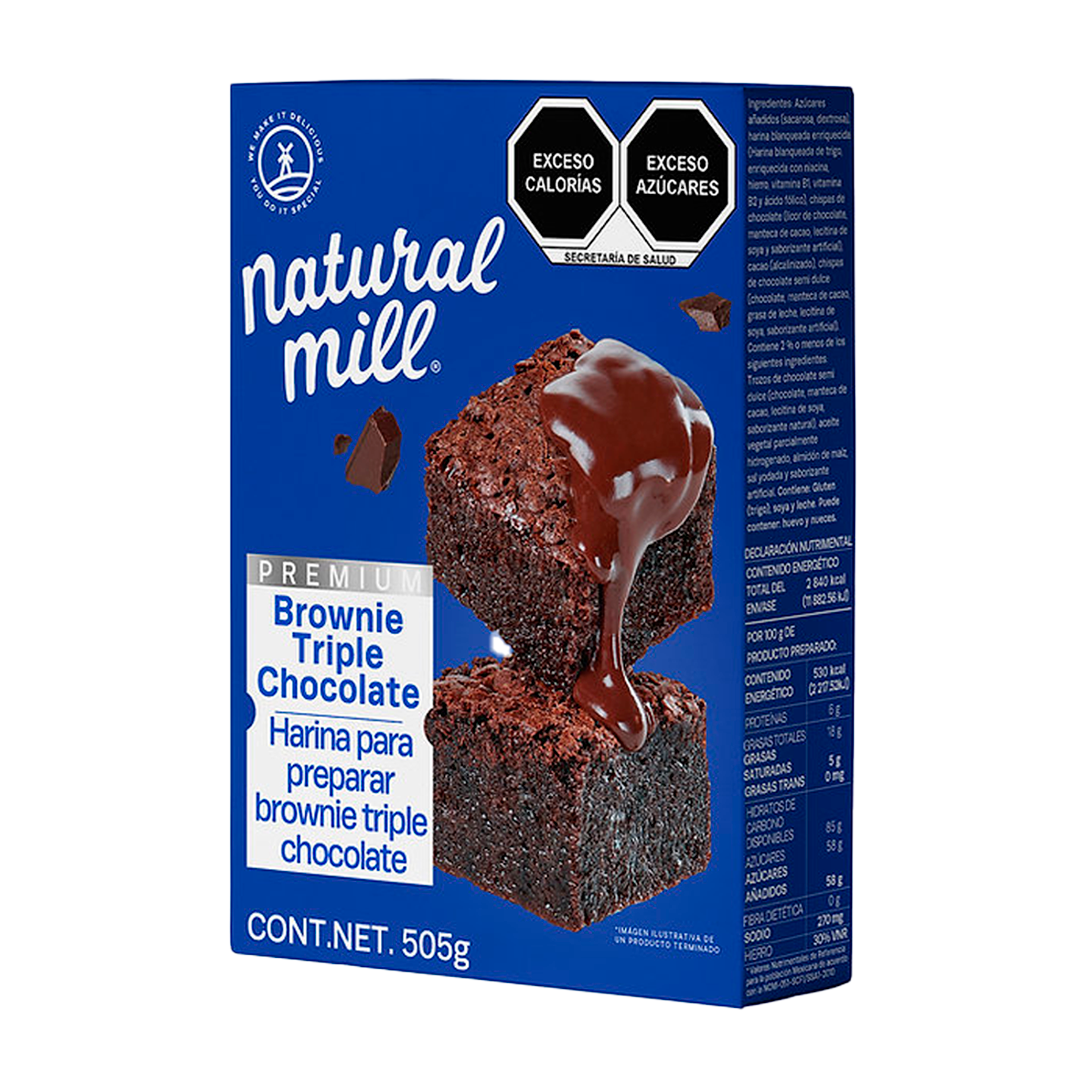 Harina para Brownie Triple Chocolate Natural Mill 505g